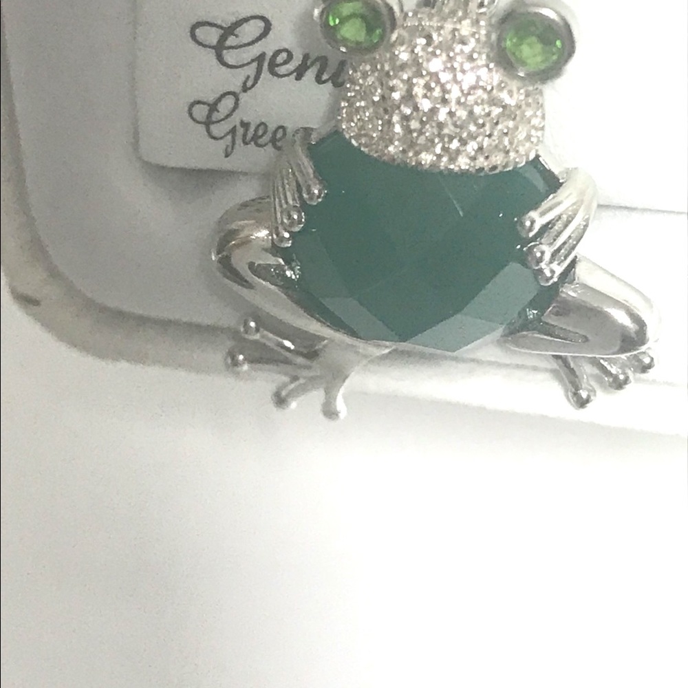 NWT Sterling Silver Green Onxy Women’s Frog Necklace 14k Gold Plated Pendant - Picture 5 of 5